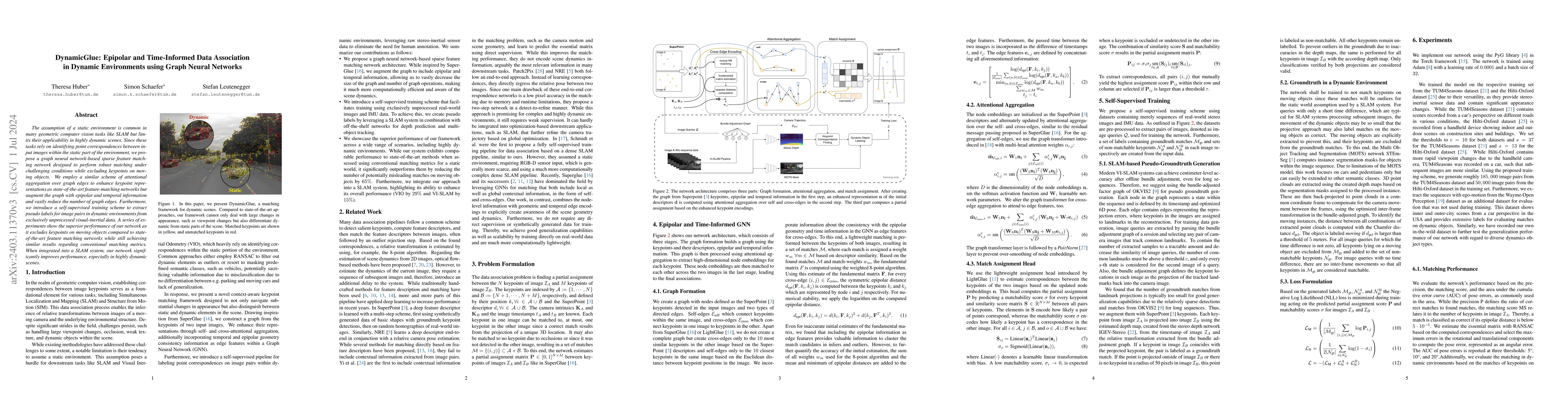 Thumbnail for DynamicGlue: Epipolar and Time-Informed Data Association in Dynamic
  Environments using Graph Neural Networks