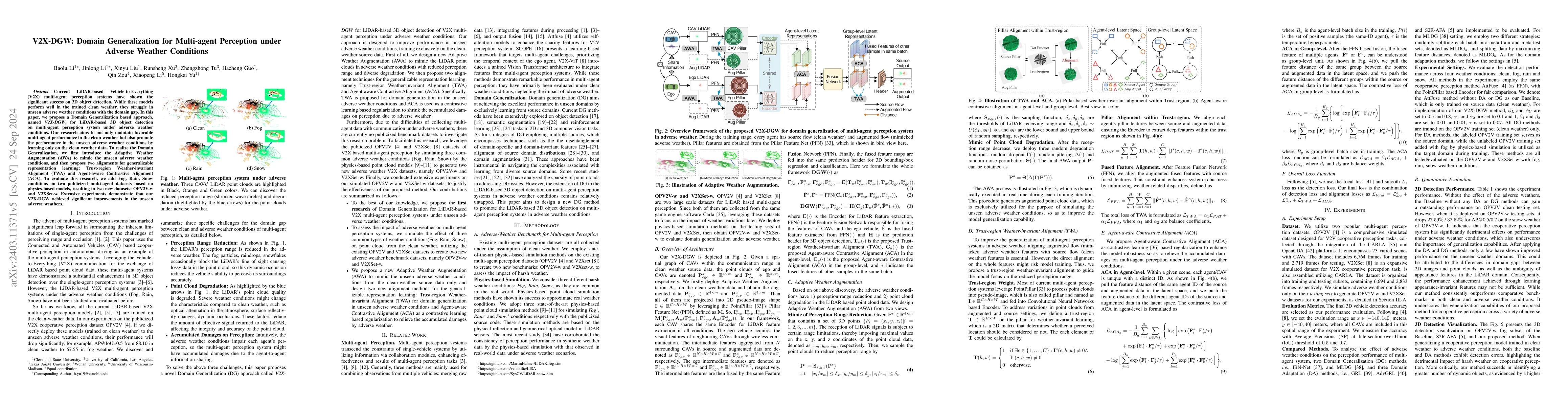 Thumbnail for V2X-DGW: Domain Generalization for Multi-agent Perception under Adverse
  Weather Conditions