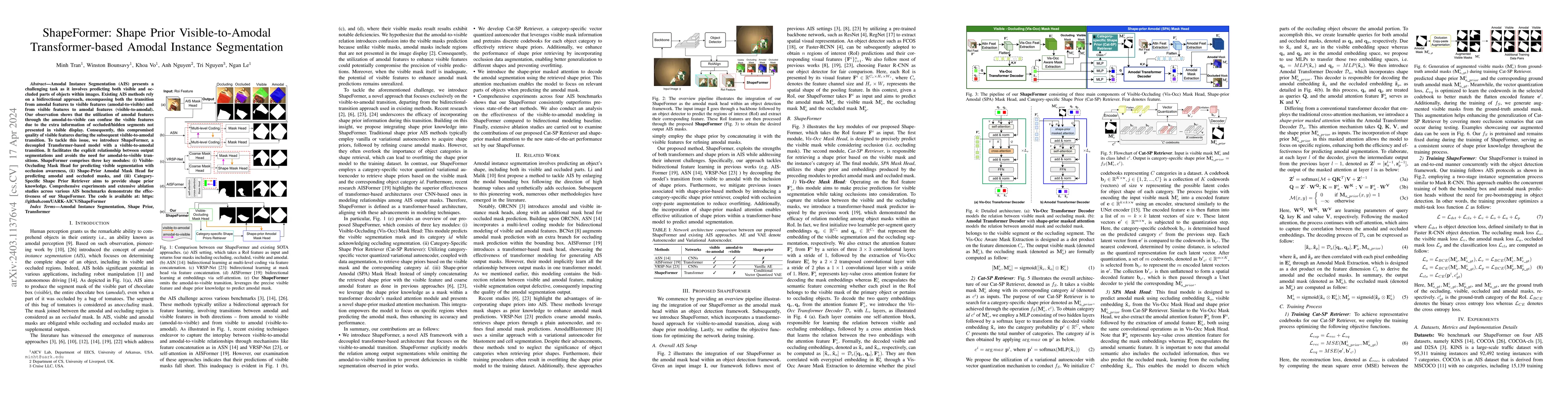 Thumbnail for ShapeFormer: Shape Prior Visible-to-Amodal Transformer-based Amodal
  Instance Segmentation