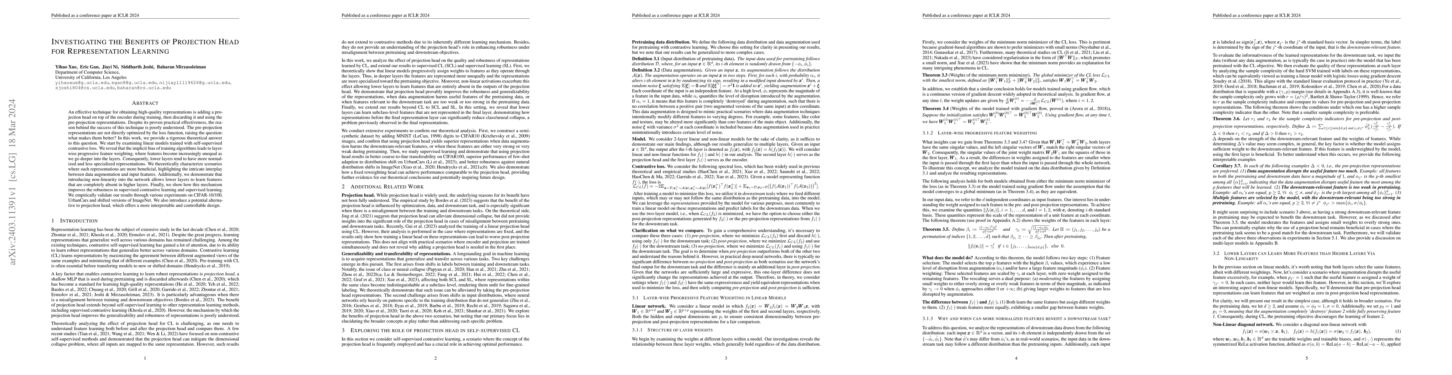 Thumbnail for Investigating the Benefits of Projection Head for Representation
  Learning