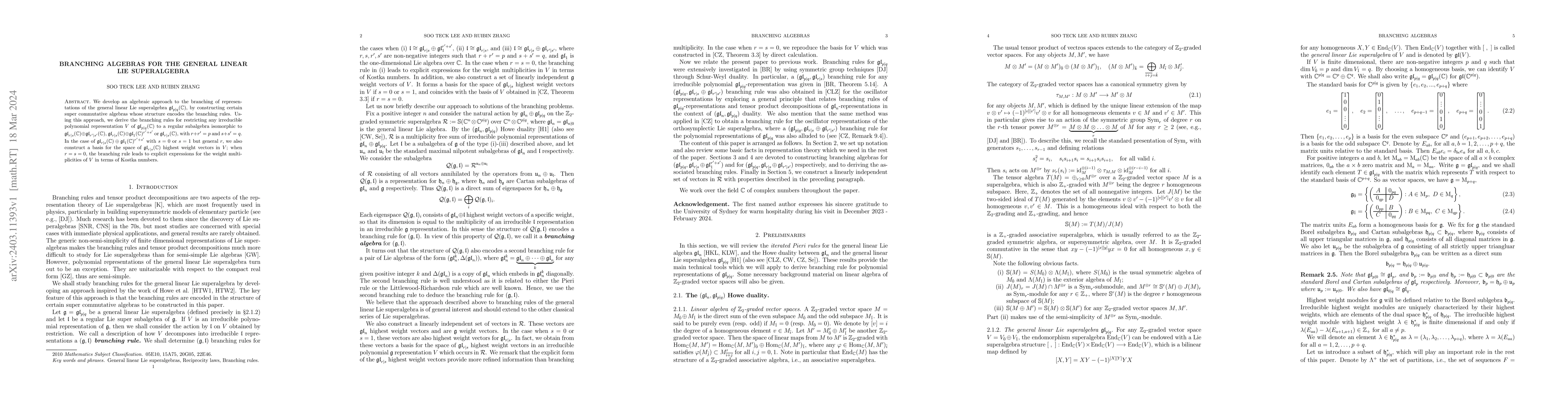 Thumbnail for Branching algebras for the general linear Lie superalgebra