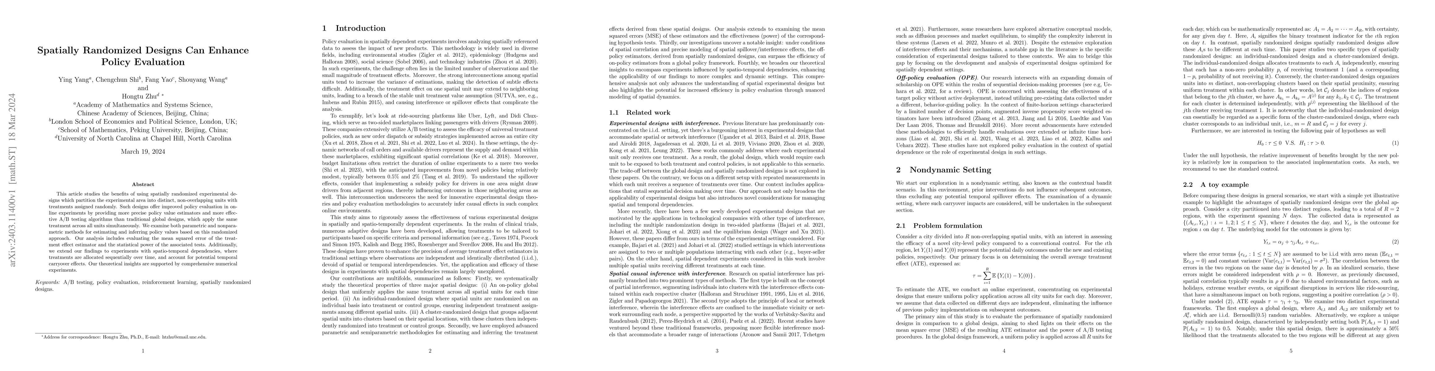 Thumbnail for Spatially Randomized Designs Can Enhance Policy Evaluation
