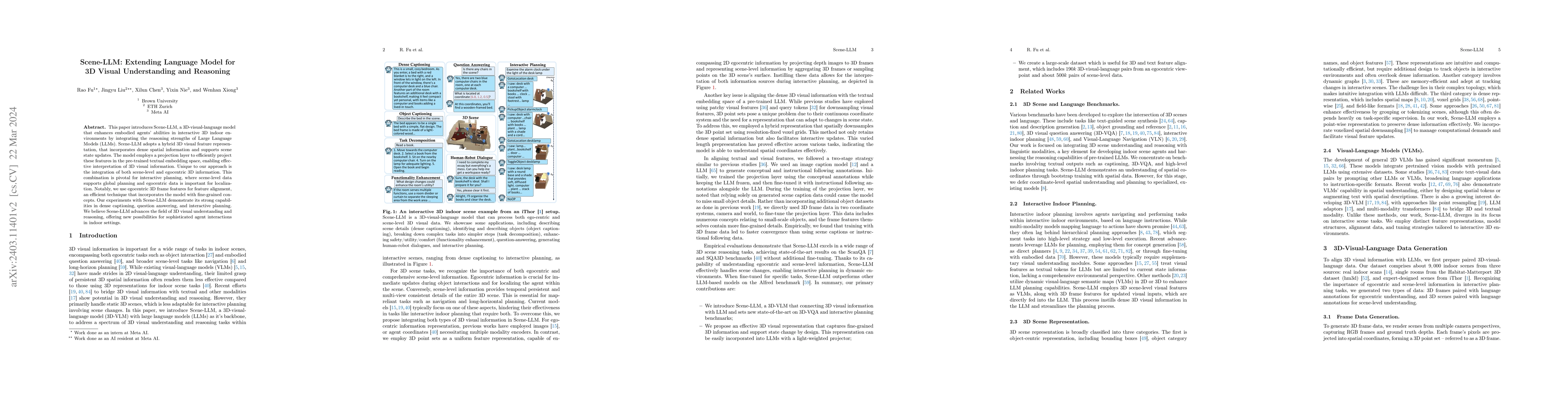 Thumbnail for Scene-LLM: Extending Language Model for 3D Visual Understanding and
  Reasoning