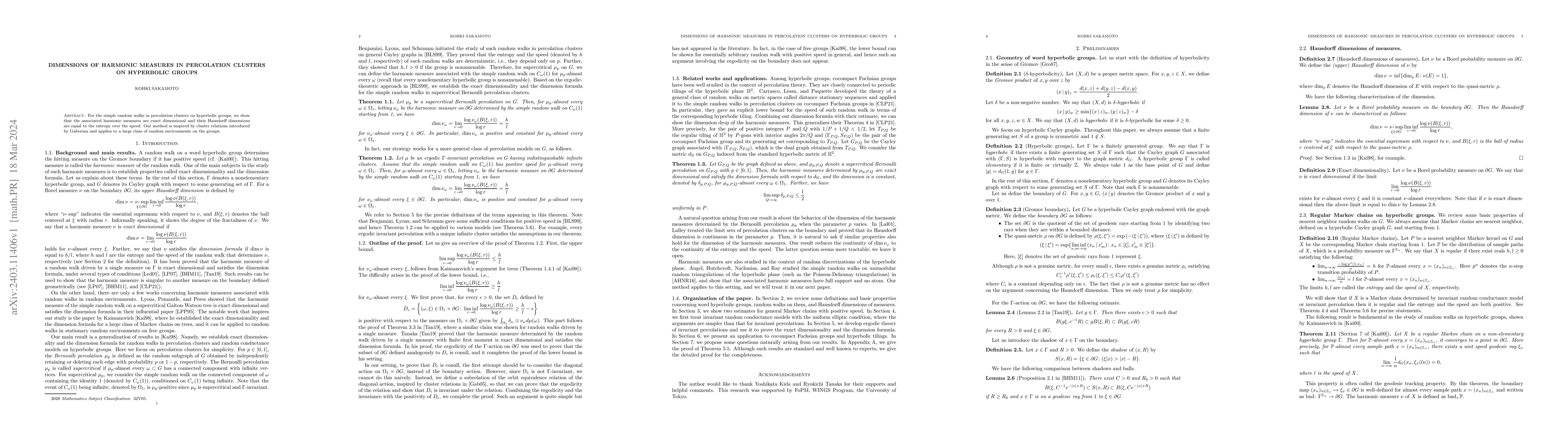 Thumbnail for Dimensions of harmonic measures in percolation clusters on hyperbolic
  groups