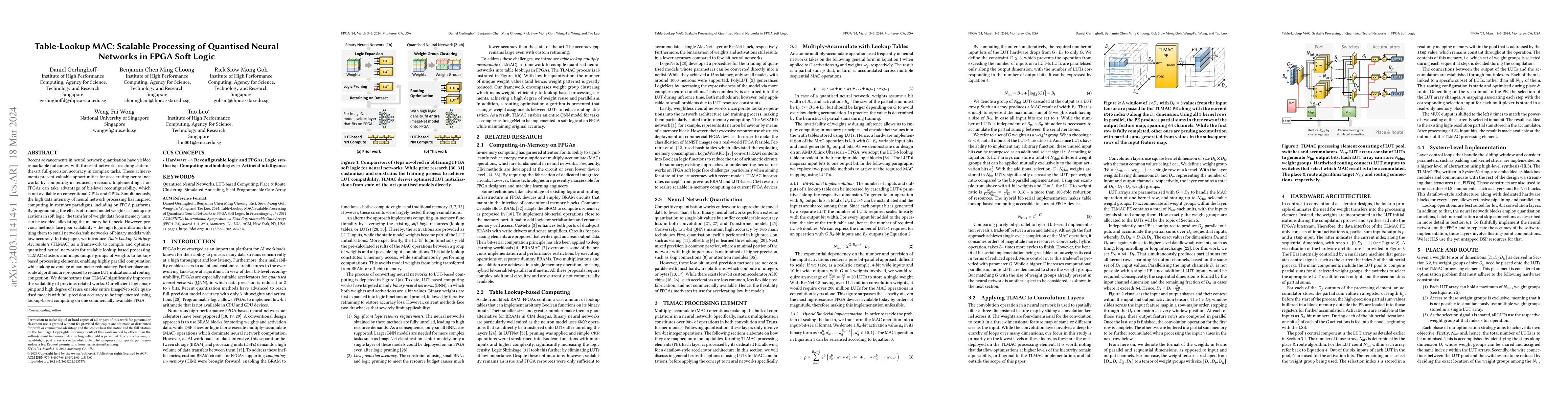 Thumbnail for Table-Lookup MAC: Scalable Processing of Quantised Neural Networks in
  FPGA Soft Logic