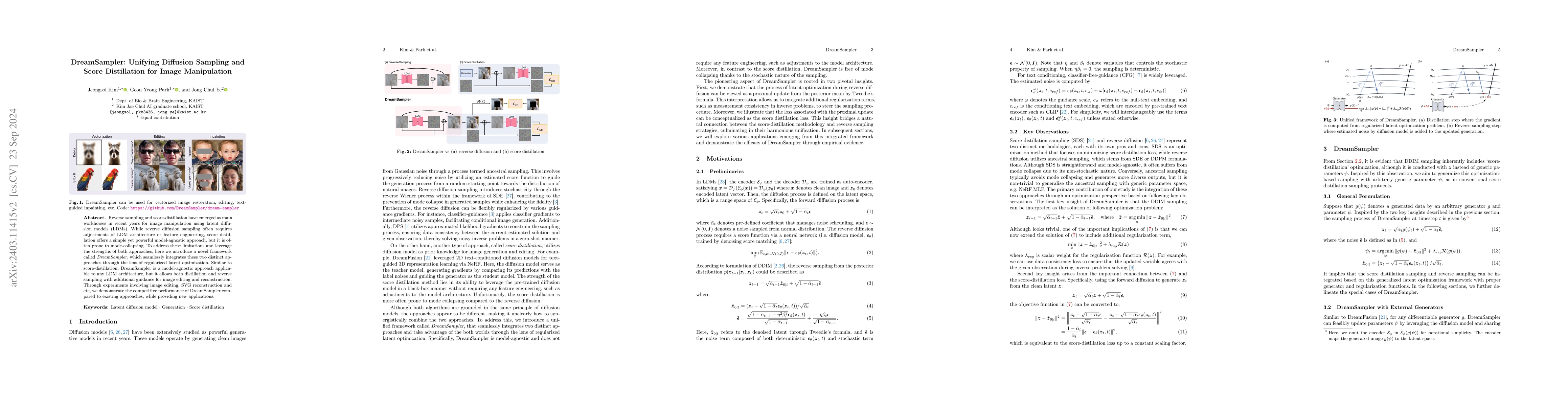 Thumbnail for DreamSampler: Unifying Diffusion Sampling and Score Distillation for
  Image Manipulation