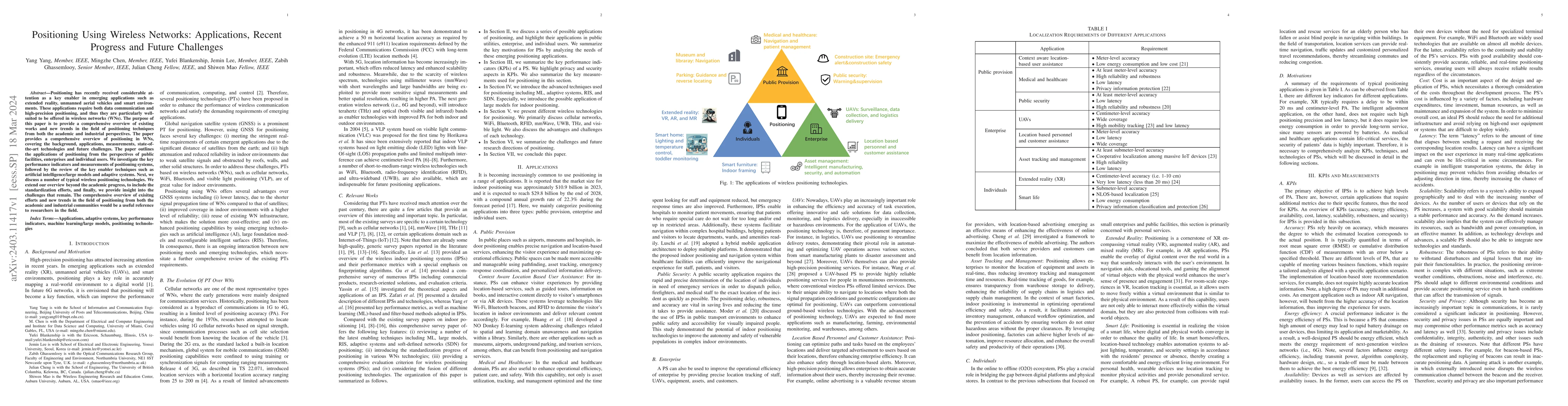 Thumbnail for Positioning Using Wireless Networks: Applications, Recent Progress and
  Future Challenges