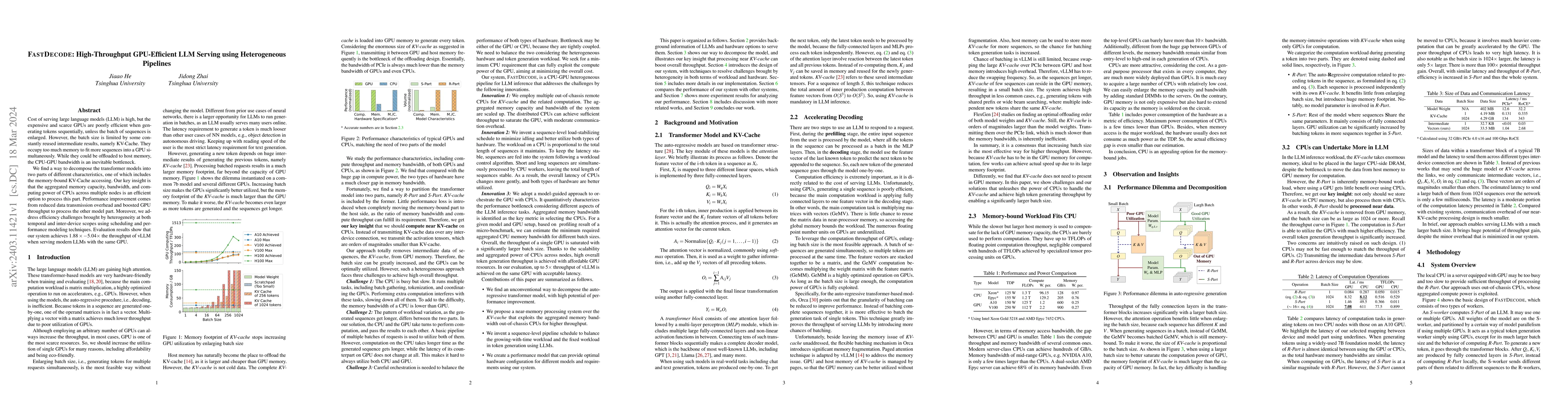 Thumbnail for FastDecode: High-Throughput GPU-Efficient LLM Serving using
  Heterogeneous Pipelines