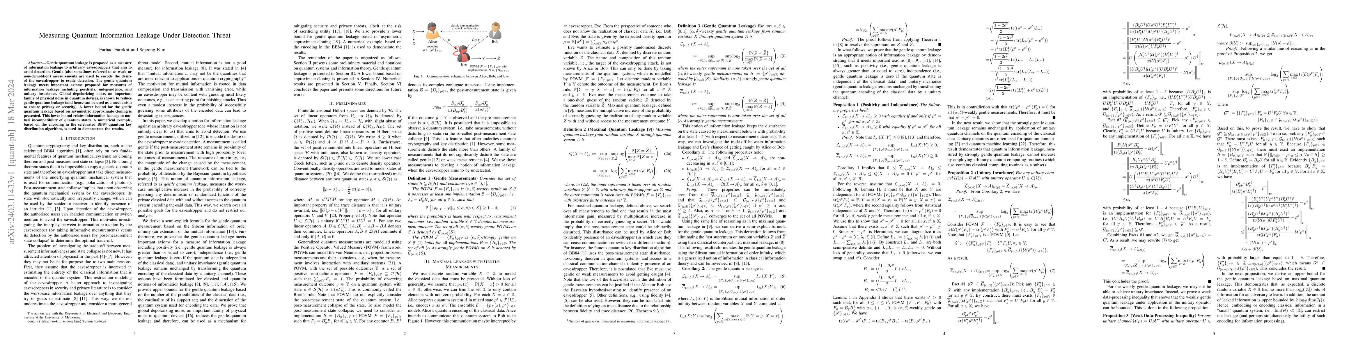 Thumbnail for Measuring Quantum Information Leakage Under Detection Threat