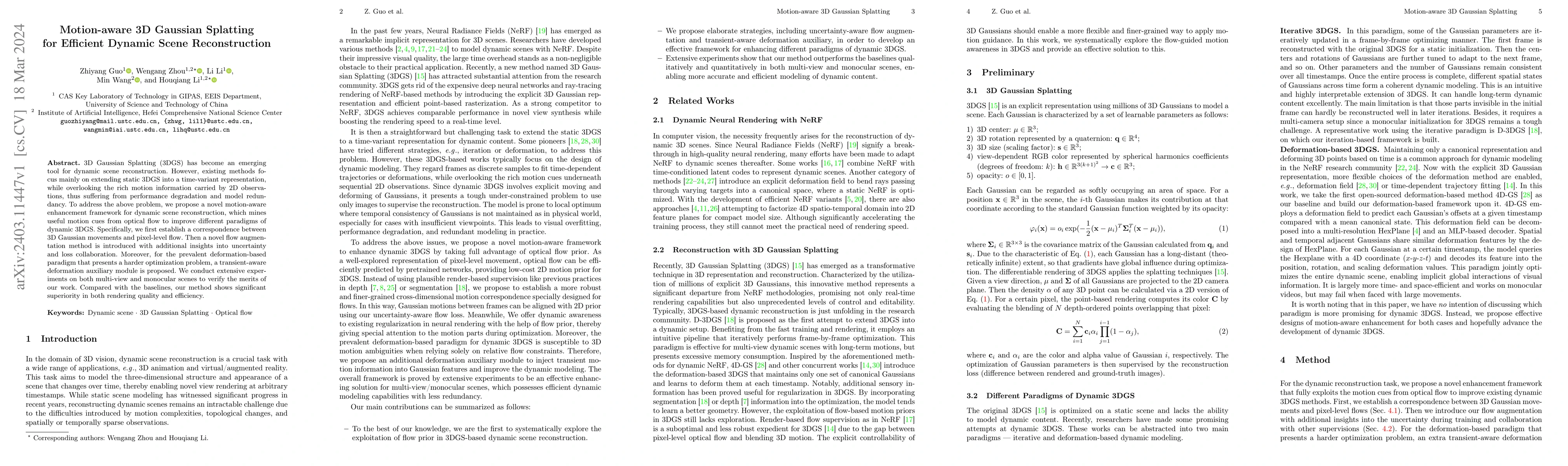 Thumbnail for Motion-aware 3D Gaussian Splatting for Efficient Dynamic Scene
  Reconstruction