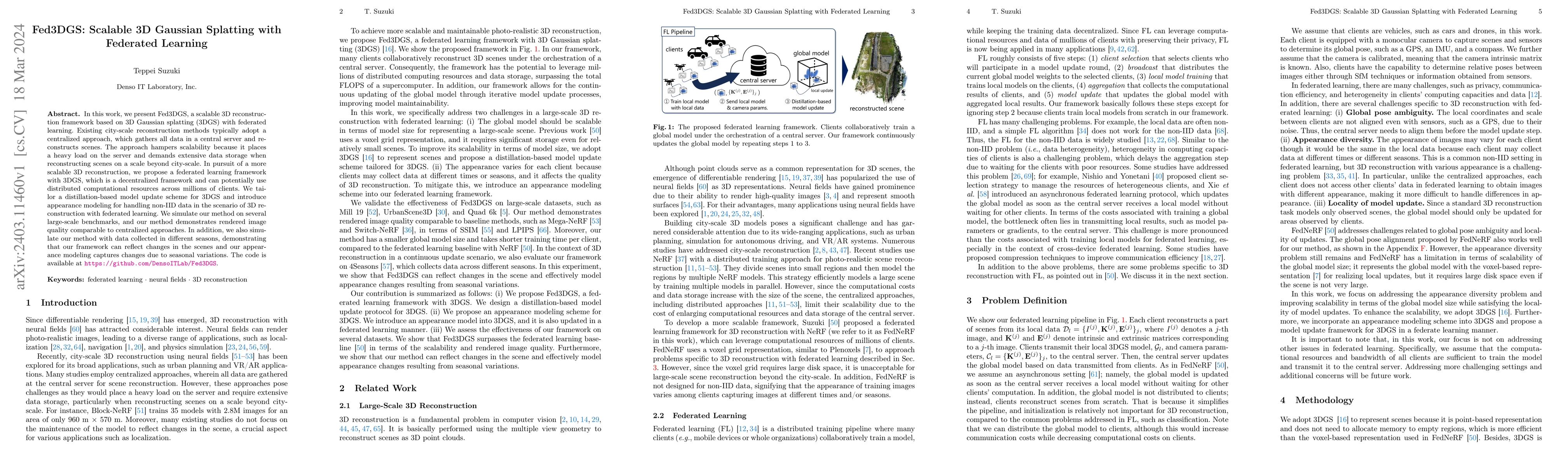 Thumbnail for Fed3DGS: Scalable 3D Gaussian Splatting with Federated Learning