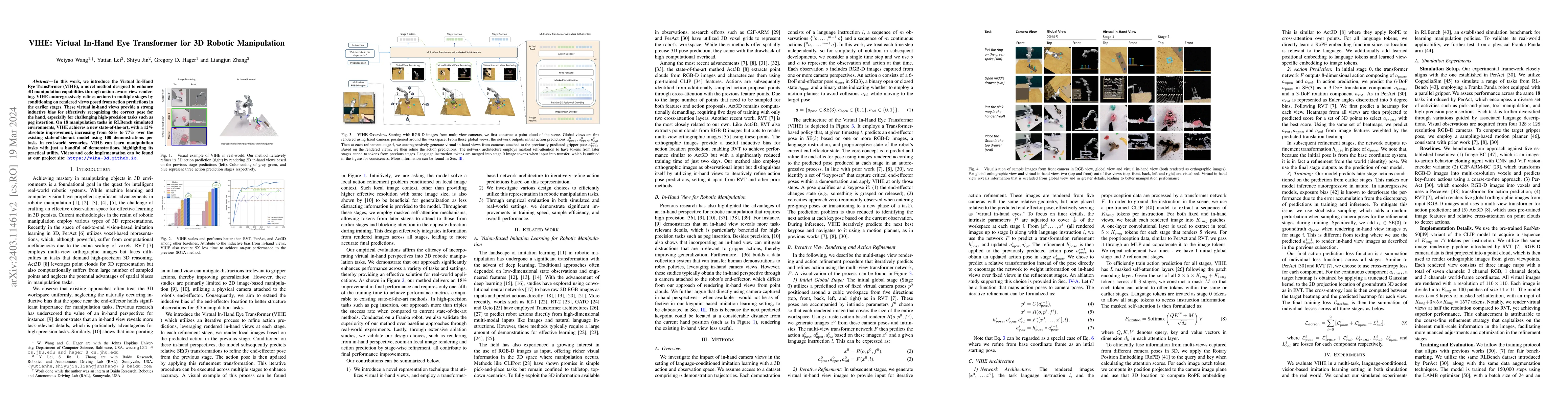 Thumbnail for VIHE: Virtual In-Hand Eye Transformer for 3D Robotic Manipulation