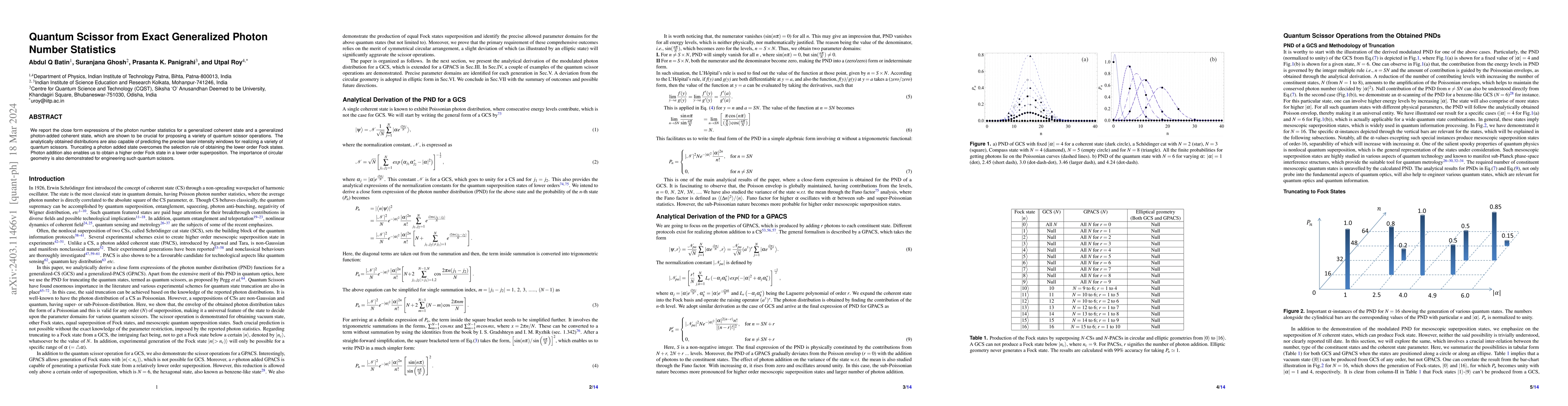Thumbnail for Quantum Scissor from Exact Generalized Photon Number Statistics
