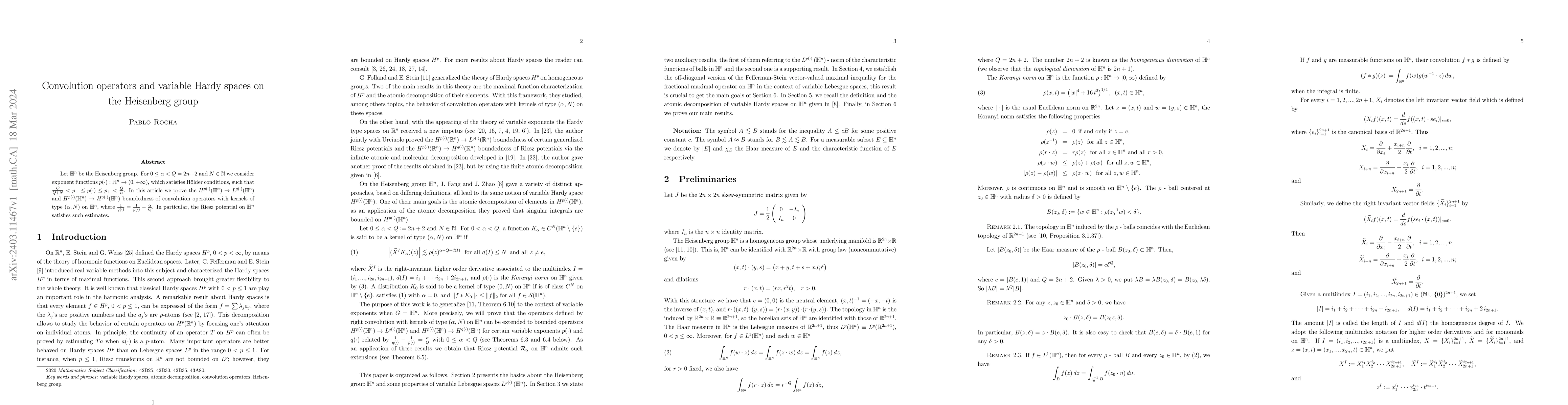 Thumbnail for Convolution operators and variable Hardy spaces on the Heisenberg group
