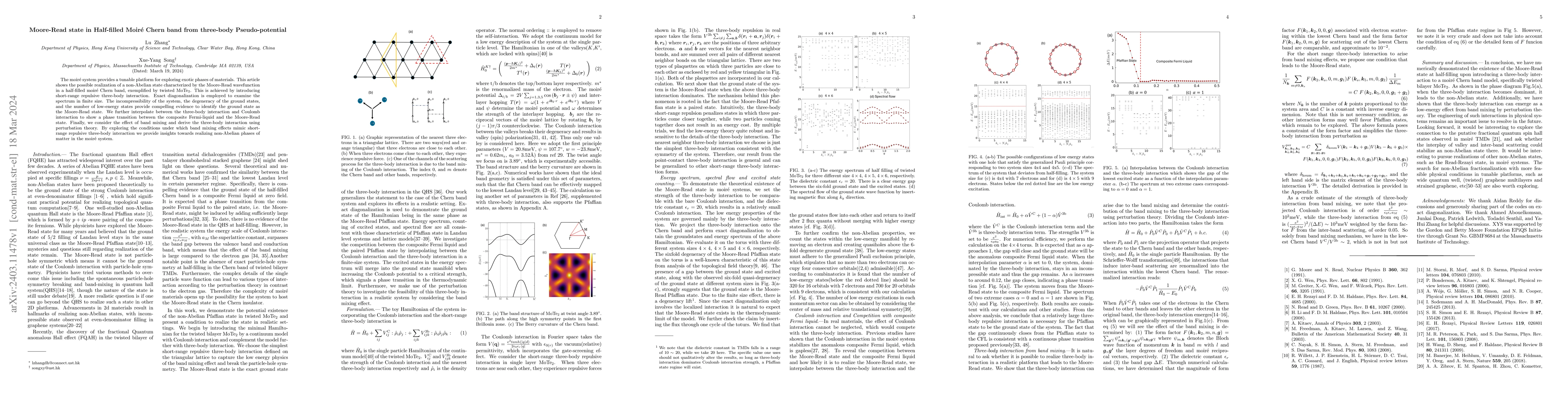 Thumbnail for Moore-Read state in Half-filled Moir\'e Chern band from three-body
  Pseudo-potential