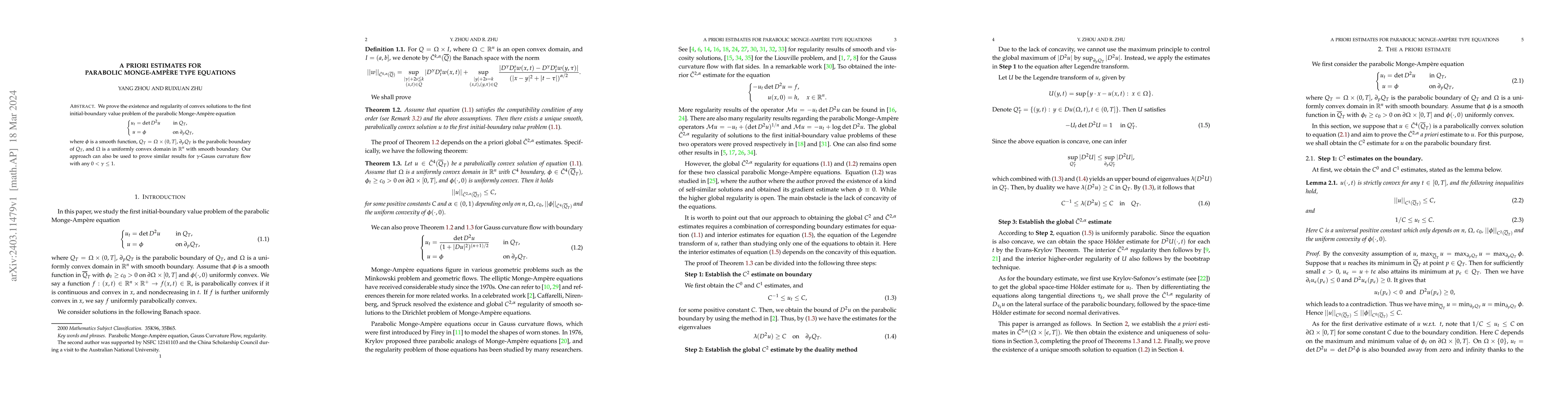 Thumbnail for A priori estimates for parabolic Monge-Amp\`ere type equations