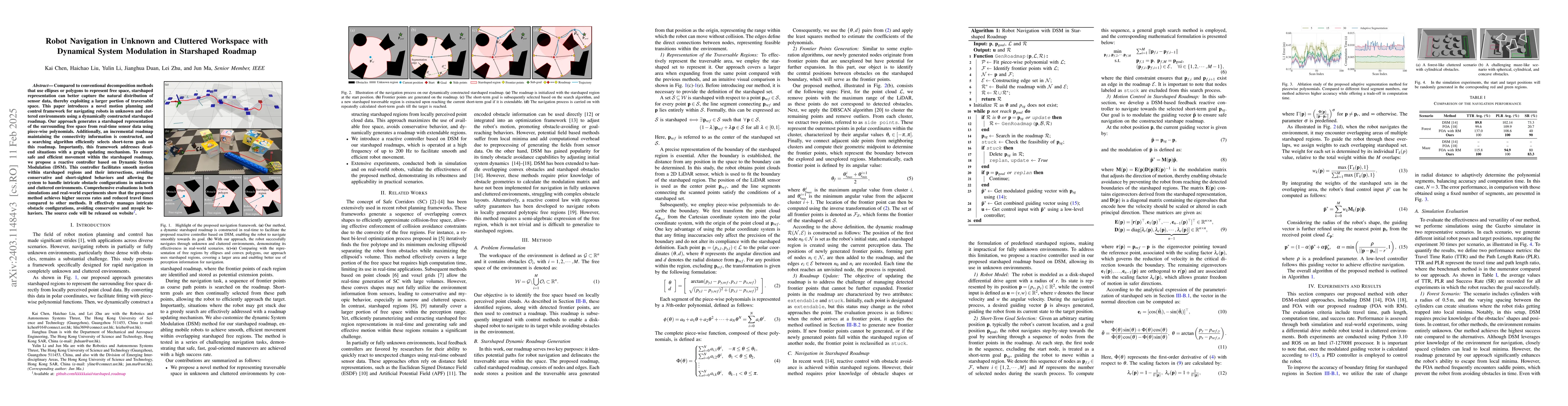 Thumbnail for Robot Navigation in Unknown and Cluttered Workspace with Dynamical
  System Modulation in Starshaped Roadmap