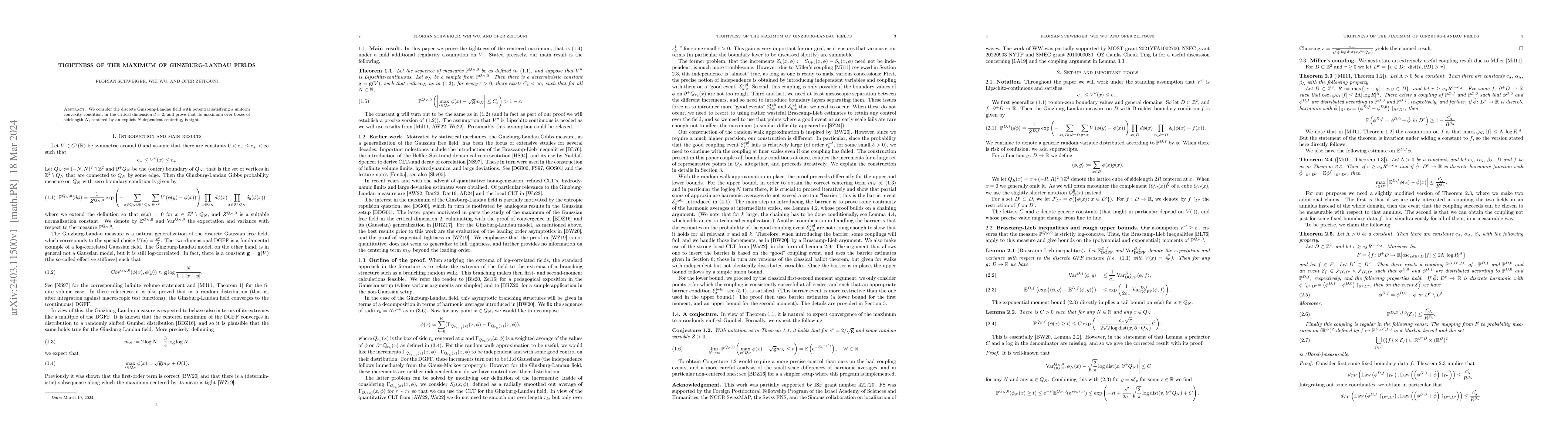 Thumbnail for Tightness of the maximum of Ginzburg-Landau fields