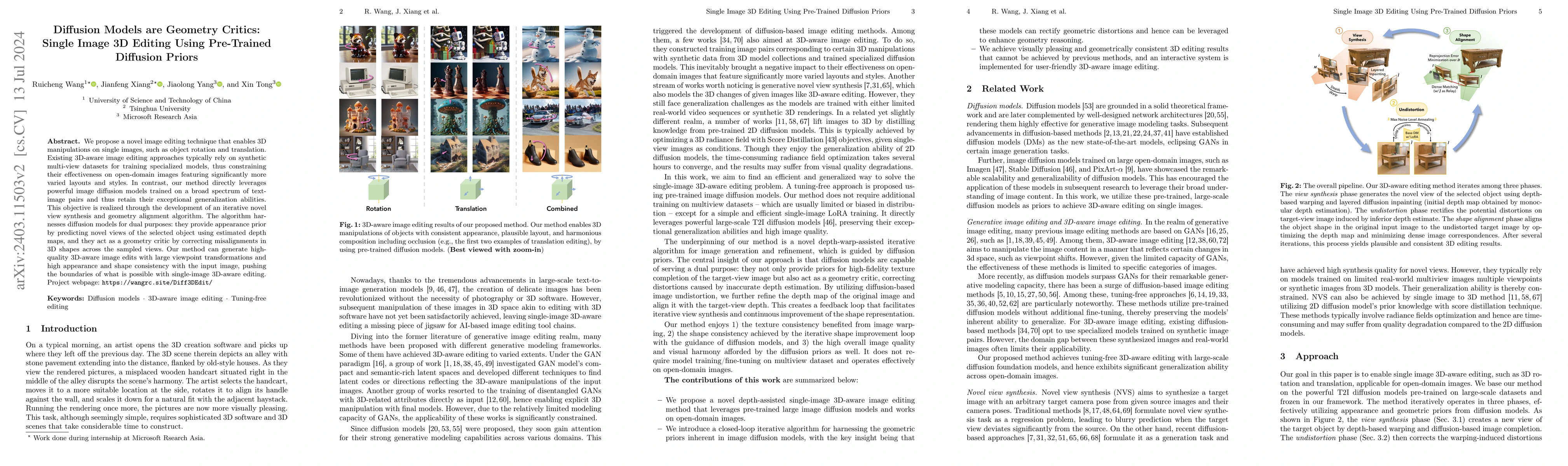 Thumbnail for Diffusion Models are Geometry Critics: Single Image 3D Editing Using
  Pre-Trained Diffusion Priors