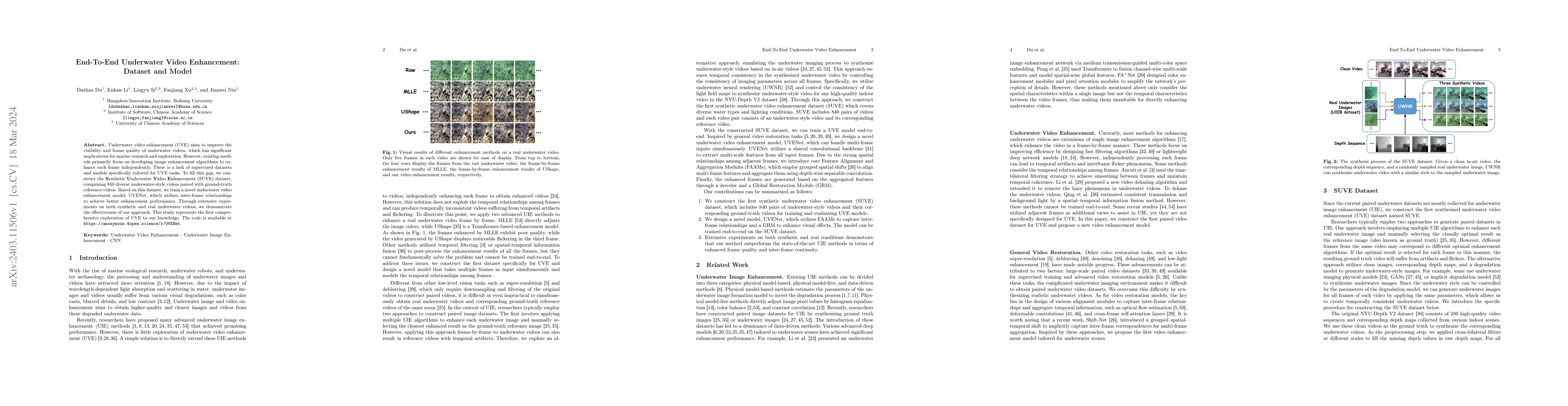 Thumbnail for End-To-End Underwater Video Enhancement: Dataset and Model