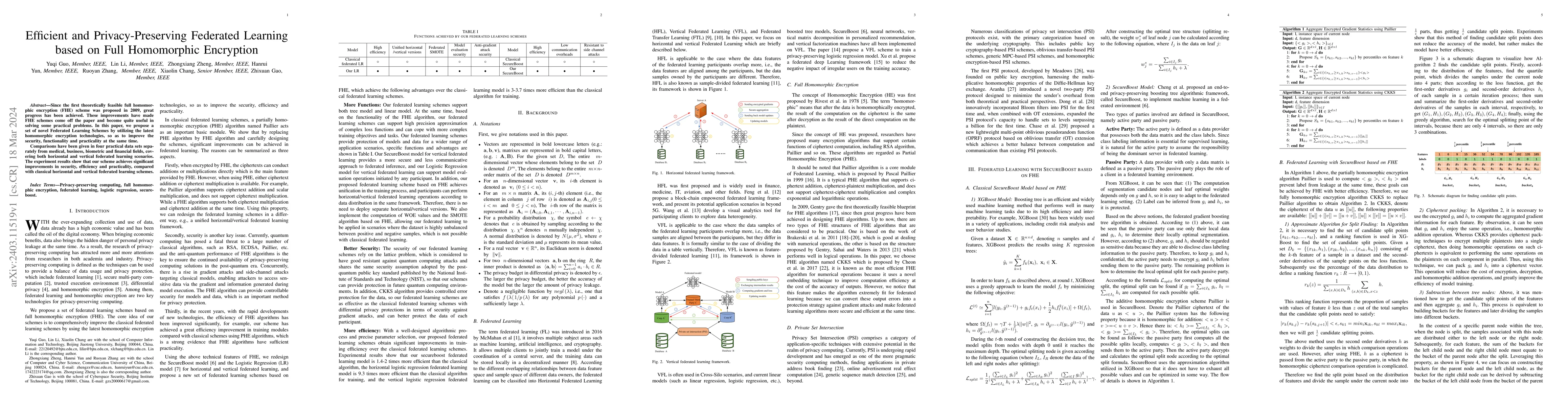 Thumbnail for Efficient and Privacy-Preserving Federated Learning based on Full
  Homomorphic Encryption