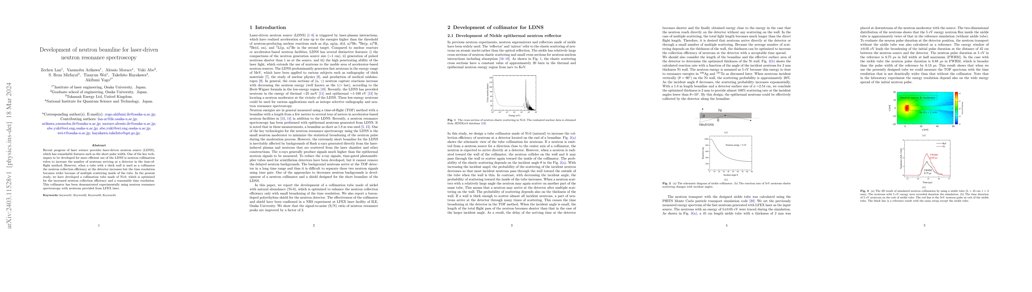 Thumbnail for Development of neutron beamline for laser-driven neutron resonance
  spectroscopy