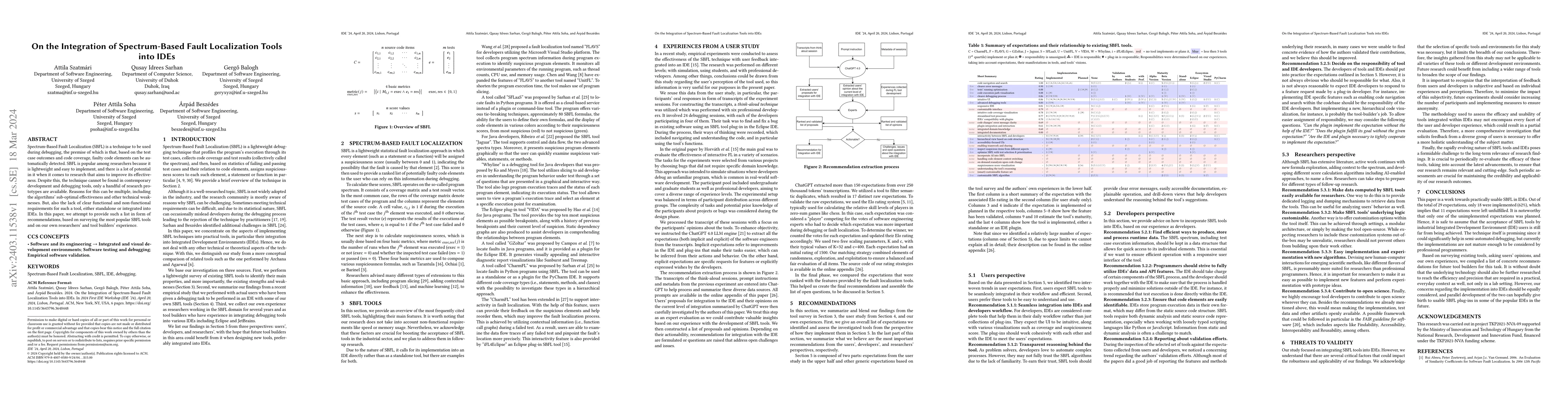Thumbnail for On the Integration of Spectrum-Based Fault Localization Tools into IDEs