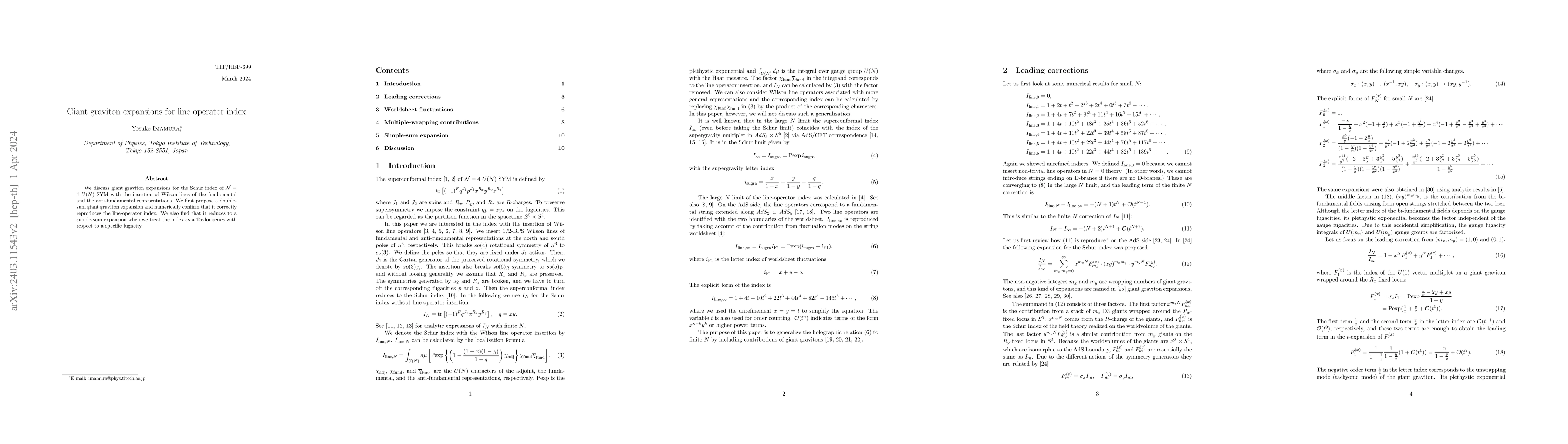 Thumbnail for Giant graviton expansions for line operator index