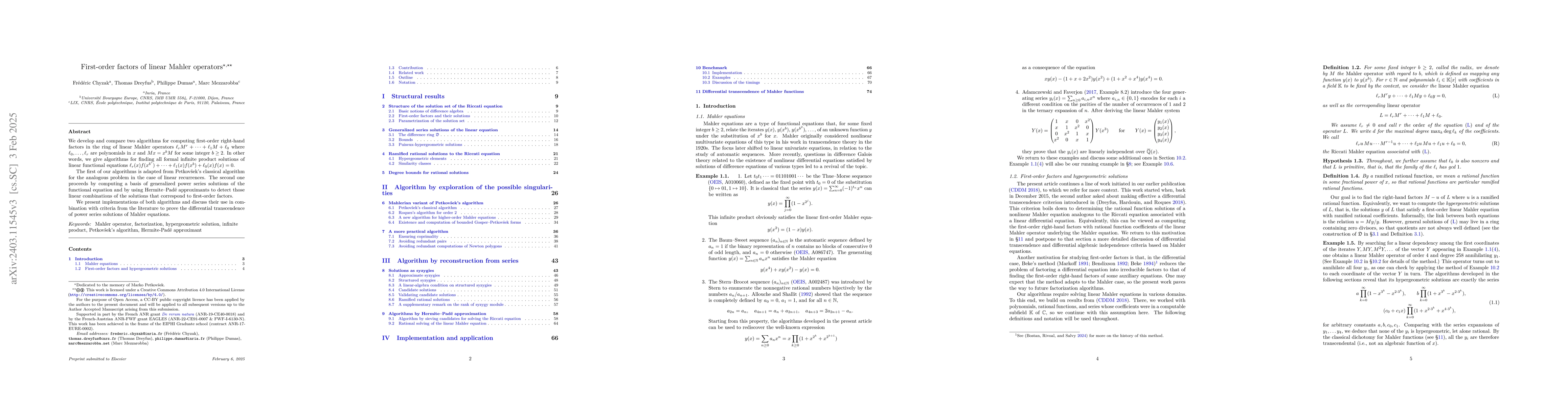 Thumbnail for First-order factors of linear Mahler operators