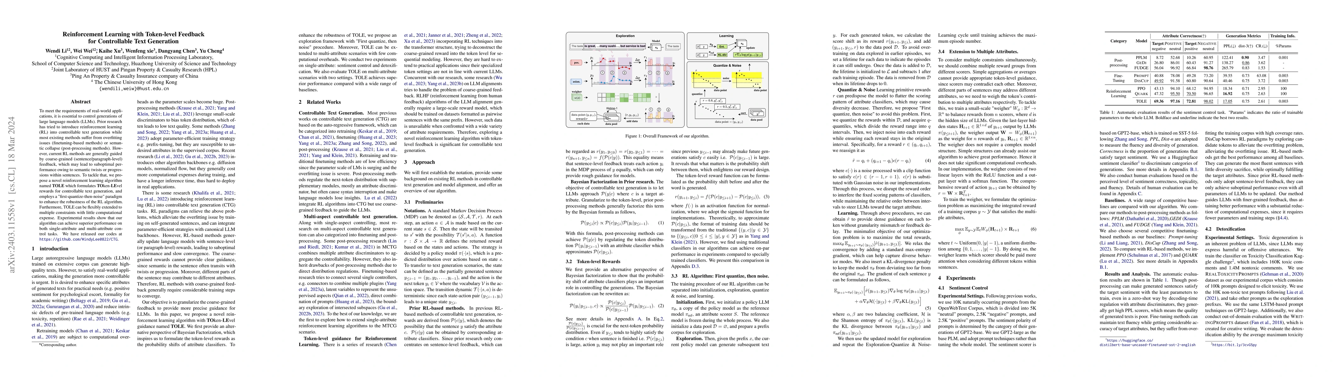 Thumbnail for Reinforcement Learning with Token-level Feedback for Controllable Text
  Generation
