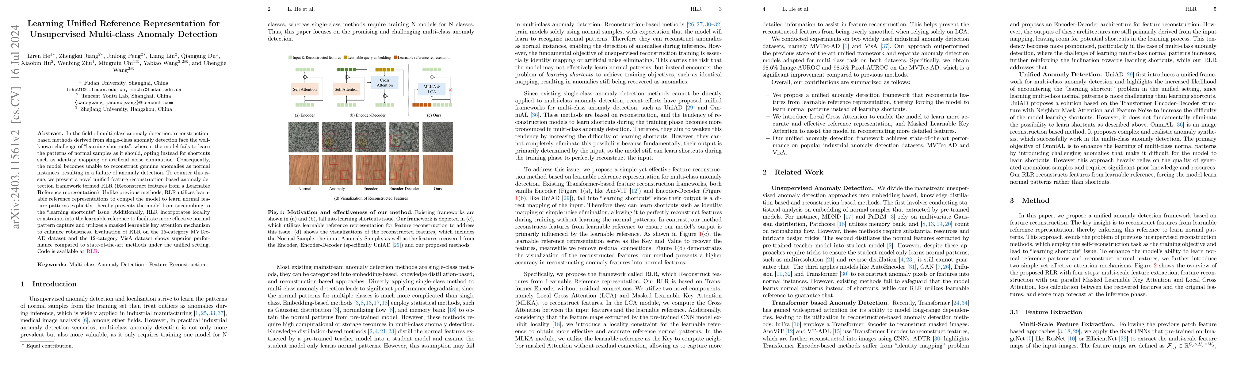 Thumbnail for Learning Unified Reference Representation for Unsupervised Multi-class
  Anomaly Detection