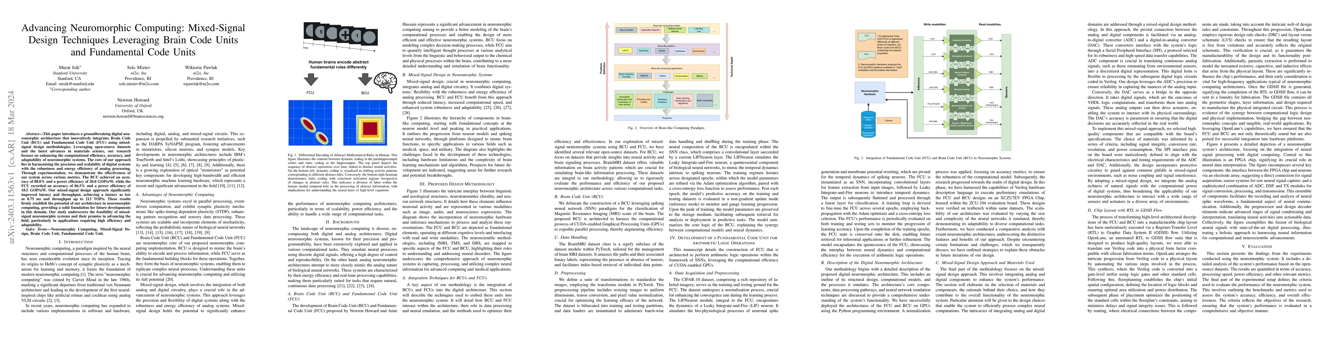 Thumbnail for Advancing Neuromorphic Computing: Mixed-Signal Design Techniques
  Leveraging Brain Code Units and Fundamental Code Units