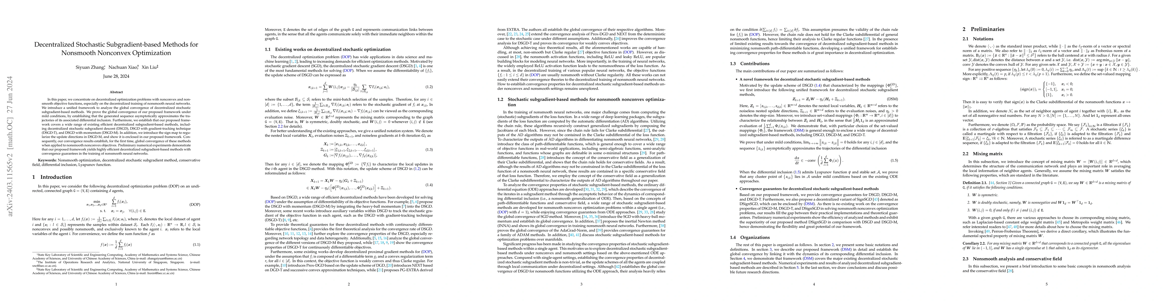 Thumbnail for Decentralized Stochastic Subgradient Methods for Nonsmooth Nonconvex
  Optimization