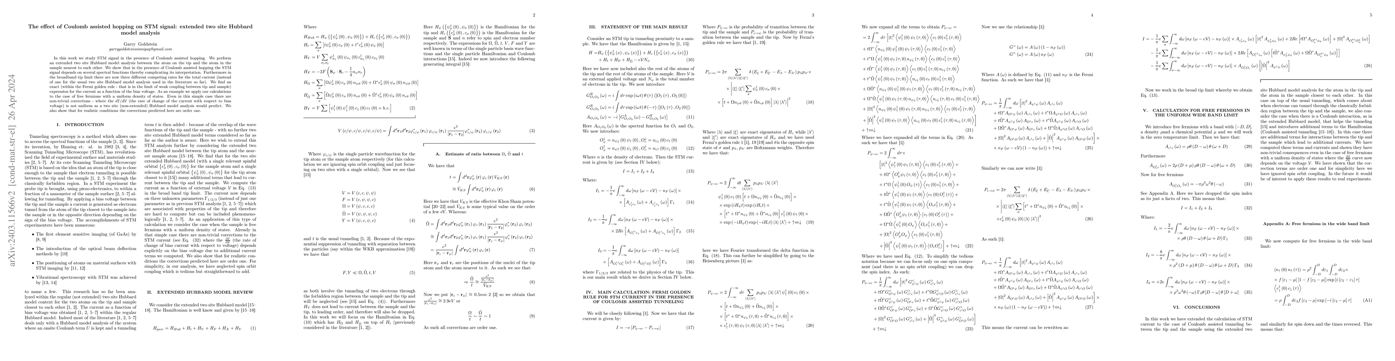 Thumbnail for The effect of Coulomb assisted hopping on STM signal: extended two site
  Hubbard model analysis