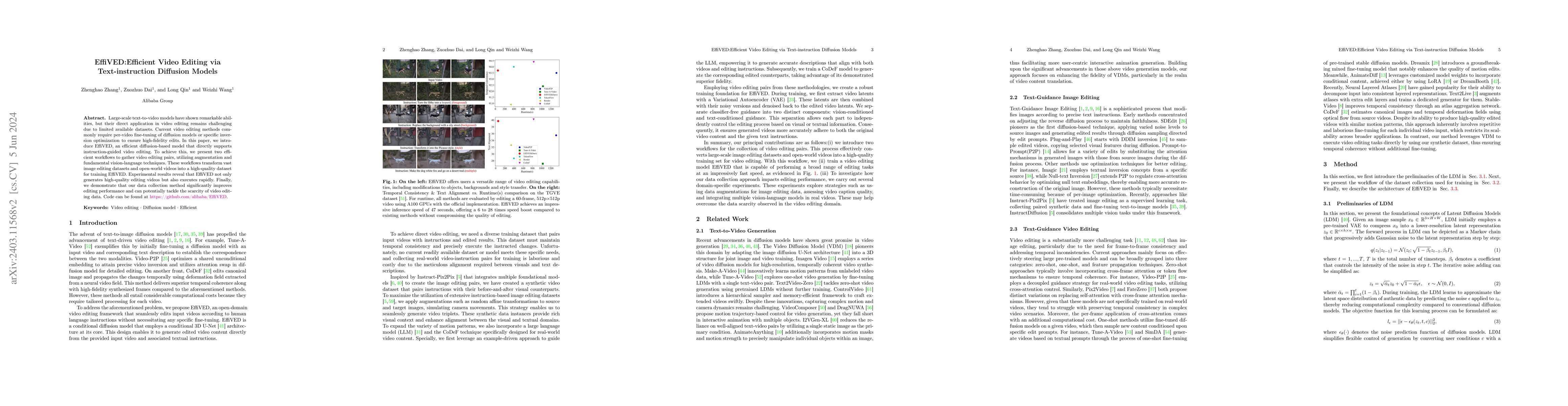 Thumbnail for EffiVED:Efficient Video Editing via Text-instruction Diffusion Models