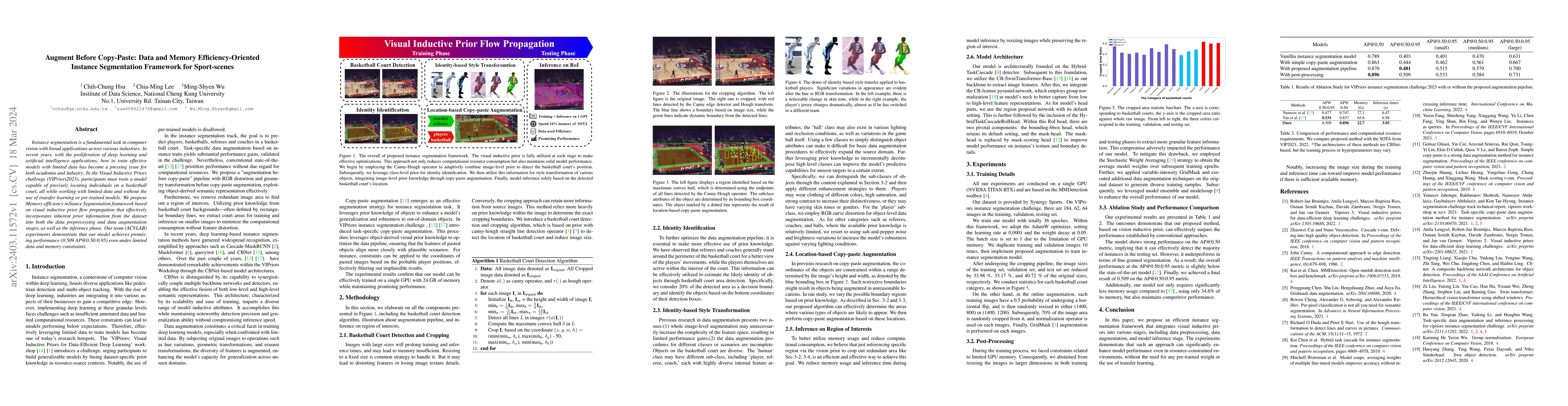 Thumbnail for Augment Before Copy-Paste: Data and Memory Efficiency-Oriented Instance
  Segmentation Framework for Sport-scenes