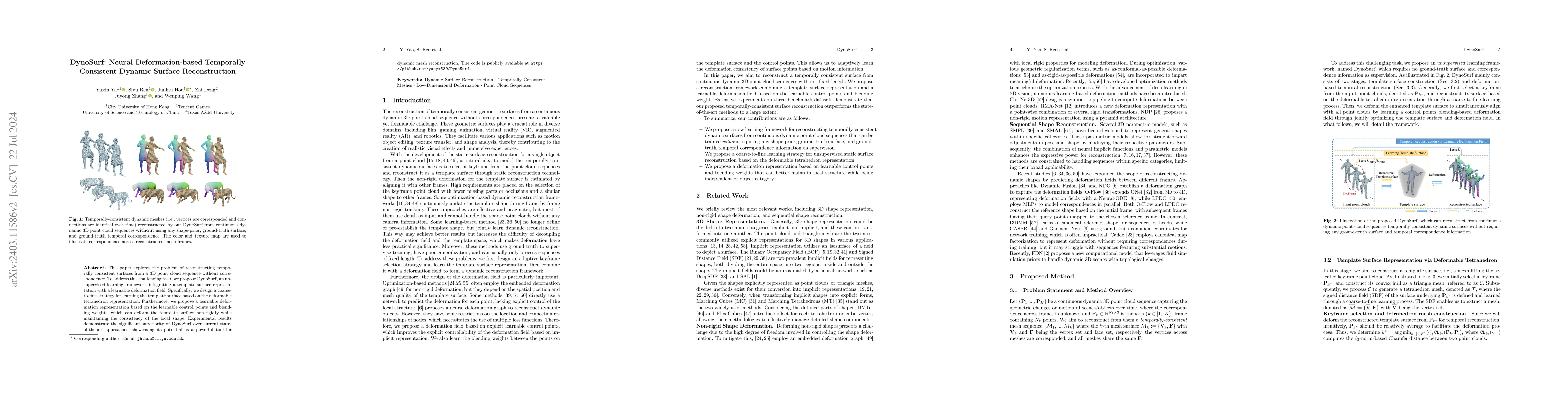 Thumbnail for DynoSurf: Neural Deformation-based Temporally Consistent Dynamic Surface
  Reconstruction