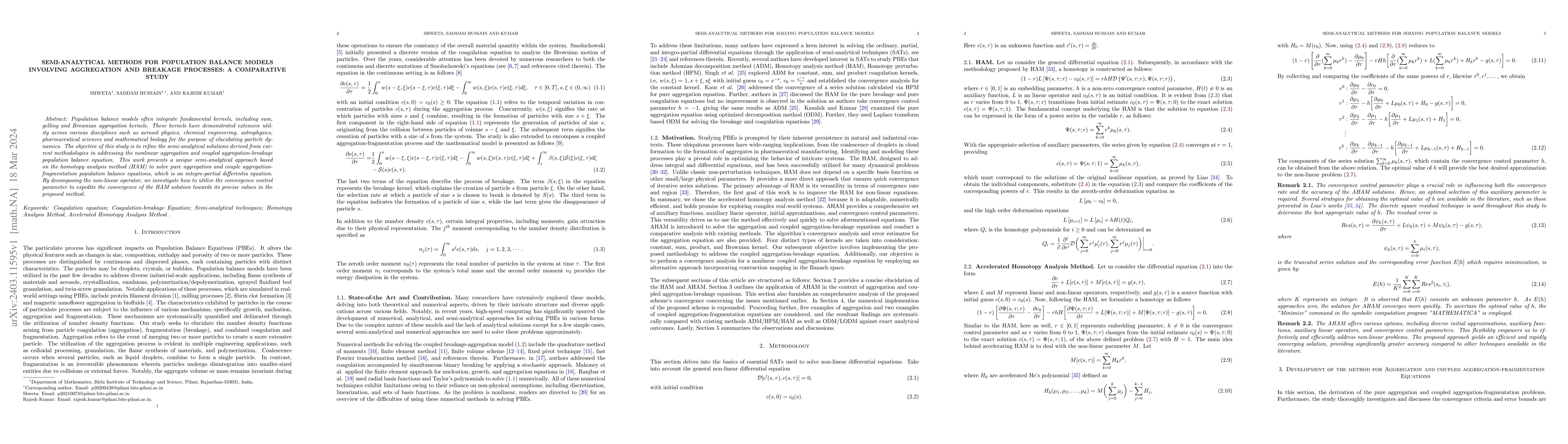 Thumbnail for Semi-Analytical Methods for Population Balance models involving
  Aggregation and Breakage processes: A comparative study