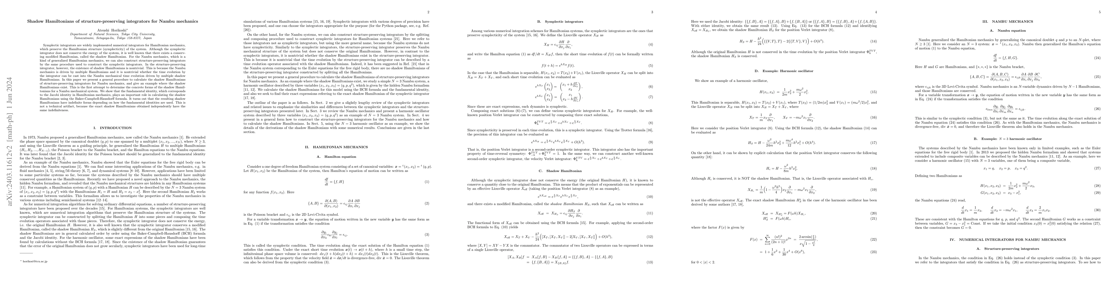 Thumbnail for Shadow Hamiltonians of structure-preserving integrators for Nambu
  mechanics