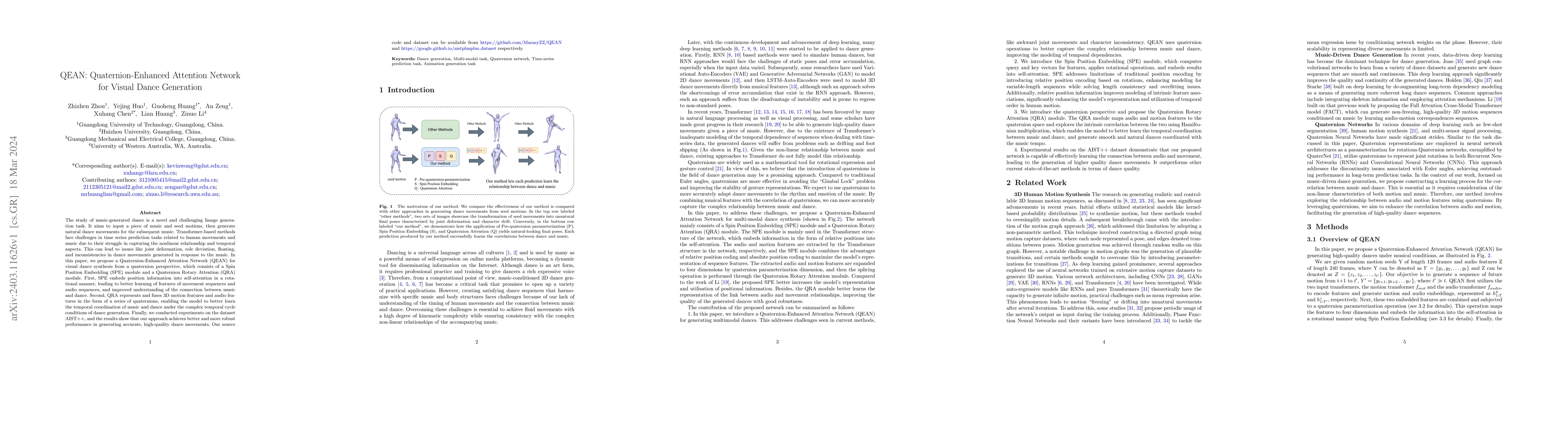 Thumbnail for QEAN: Quaternion-Enhanced Attention Network for Visual Dance Generation