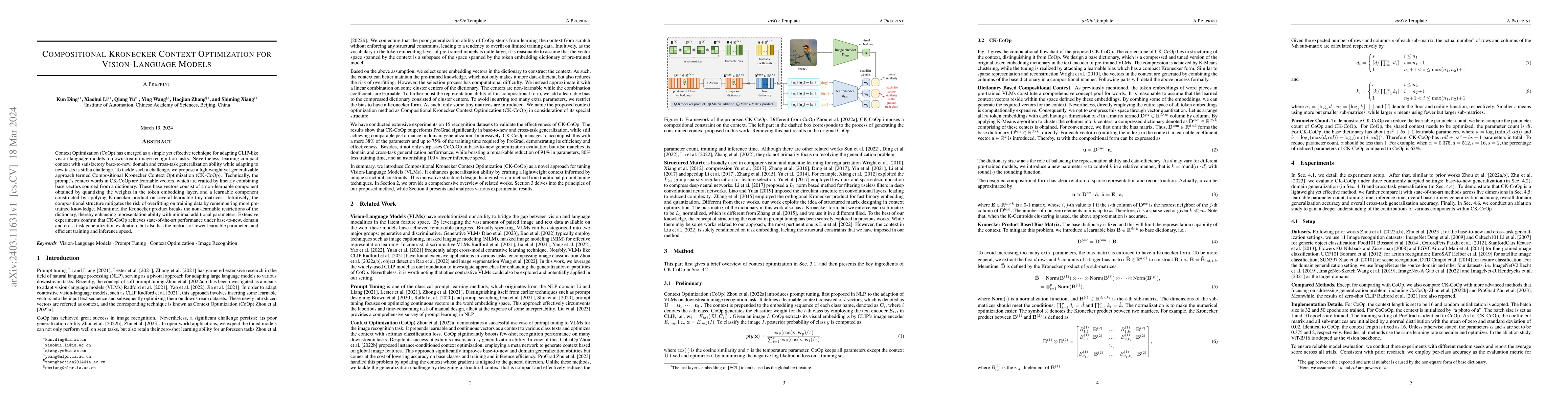 Thumbnail for Compositional Kronecker Context Optimization for Vision-Language Models