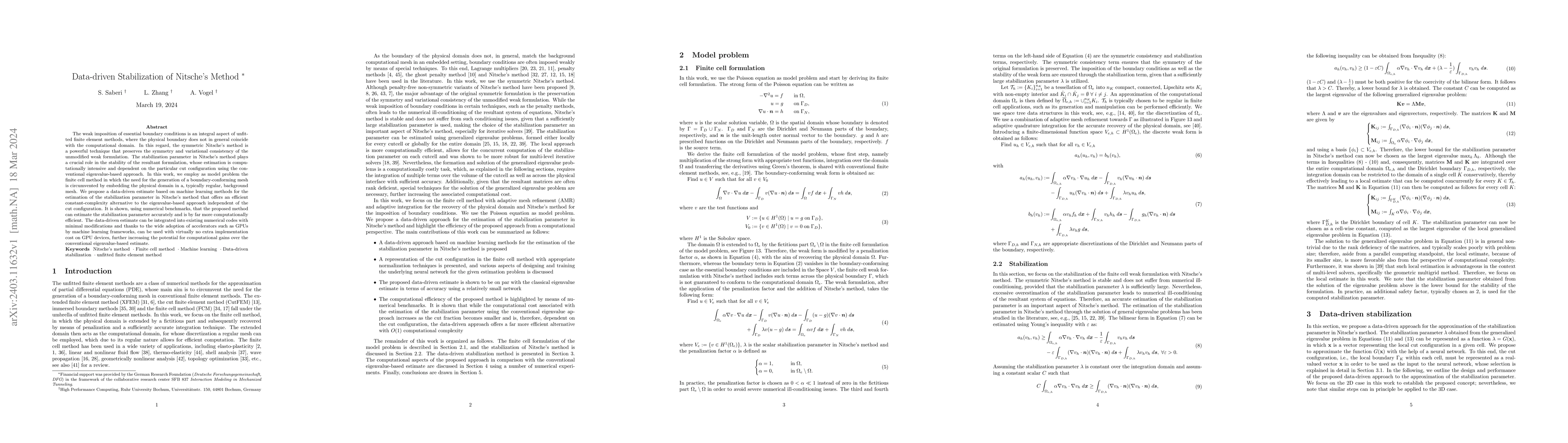 Thumbnail for Data-driven Stabilization of Nitsche's Method