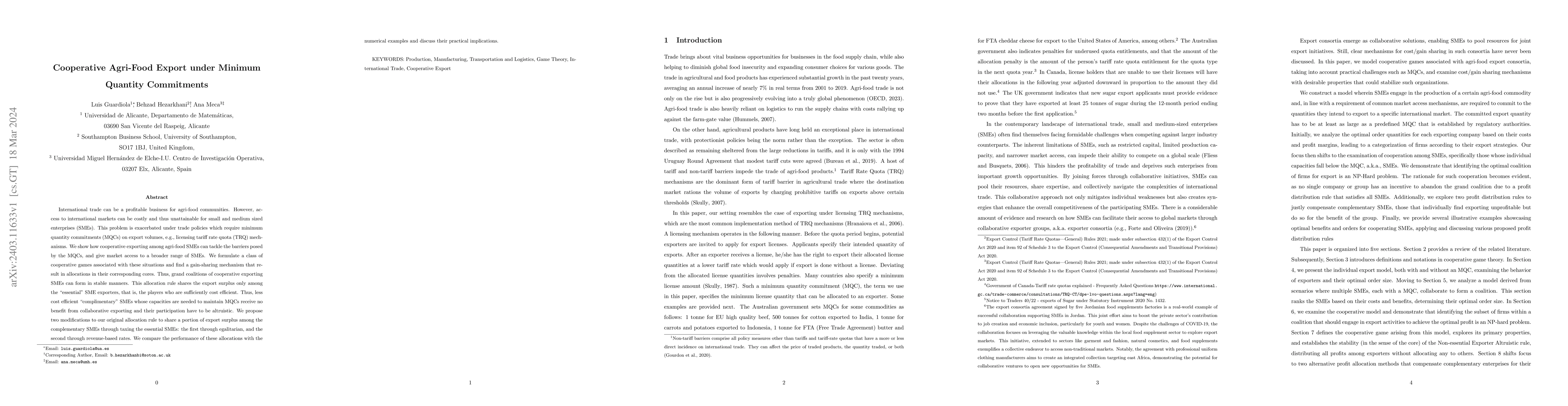 Thumbnail for Cooperative Agri-Food Export under Minimum Quantity Commitments