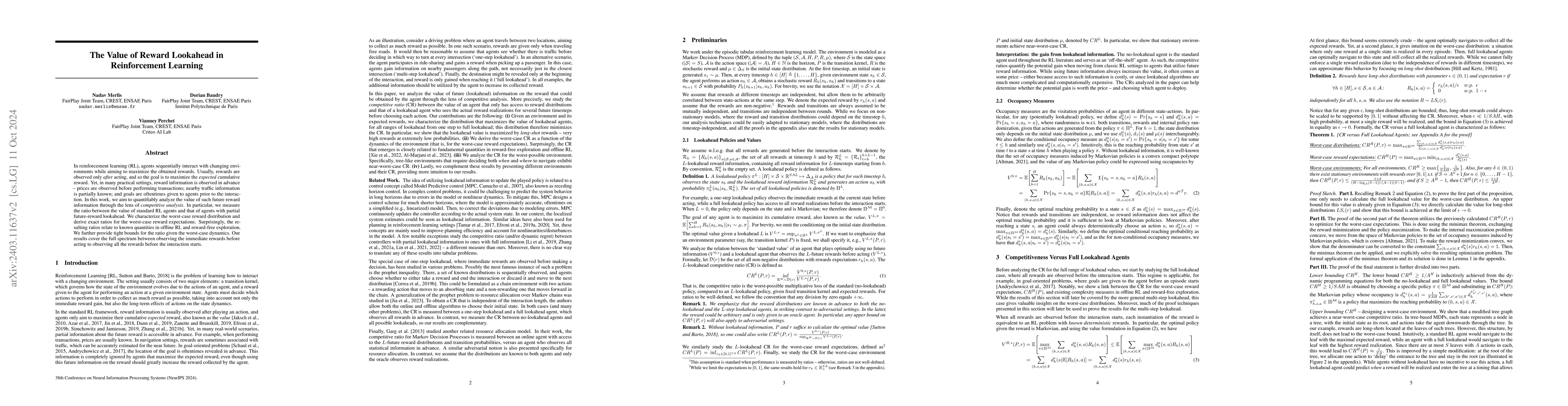 Thumbnail for The Value of Reward Lookahead in Reinforcement Learning