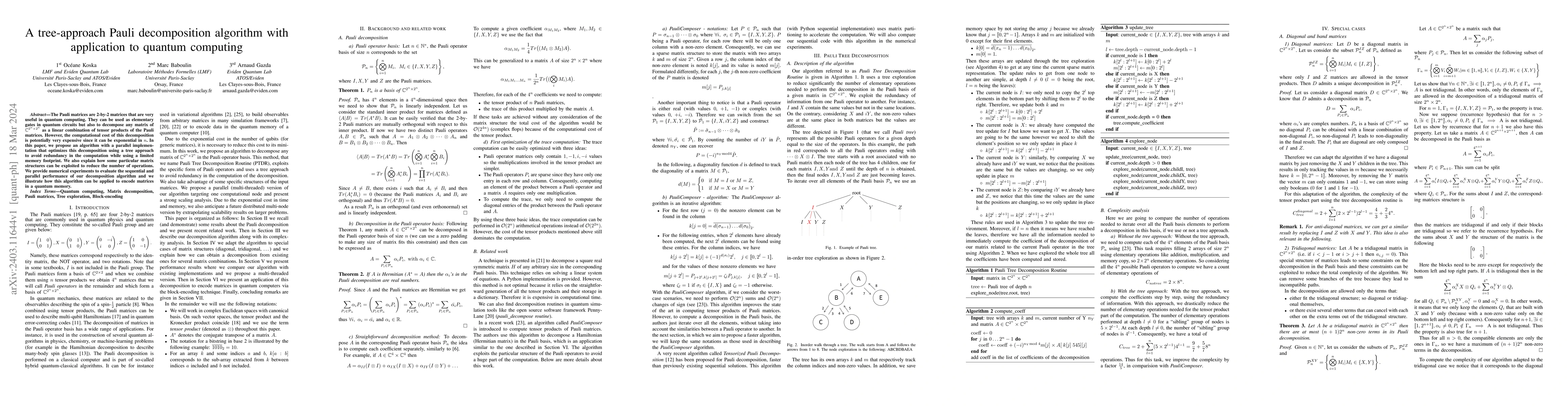 Thumbnail for A tree-approach Pauli decomposition algorithm with application to
  quantum computing