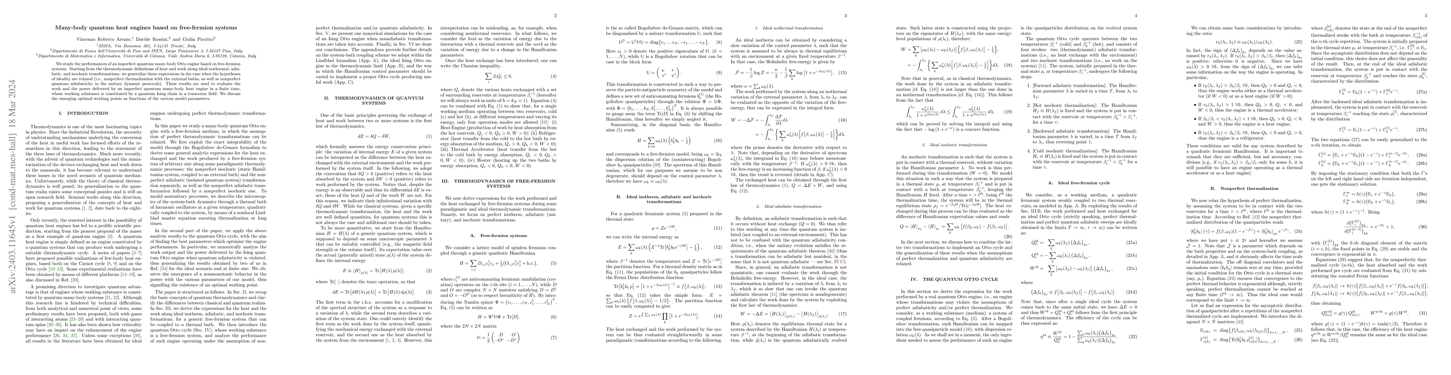 Thumbnail for Many-body quantum heat engines based on free-fermion systems