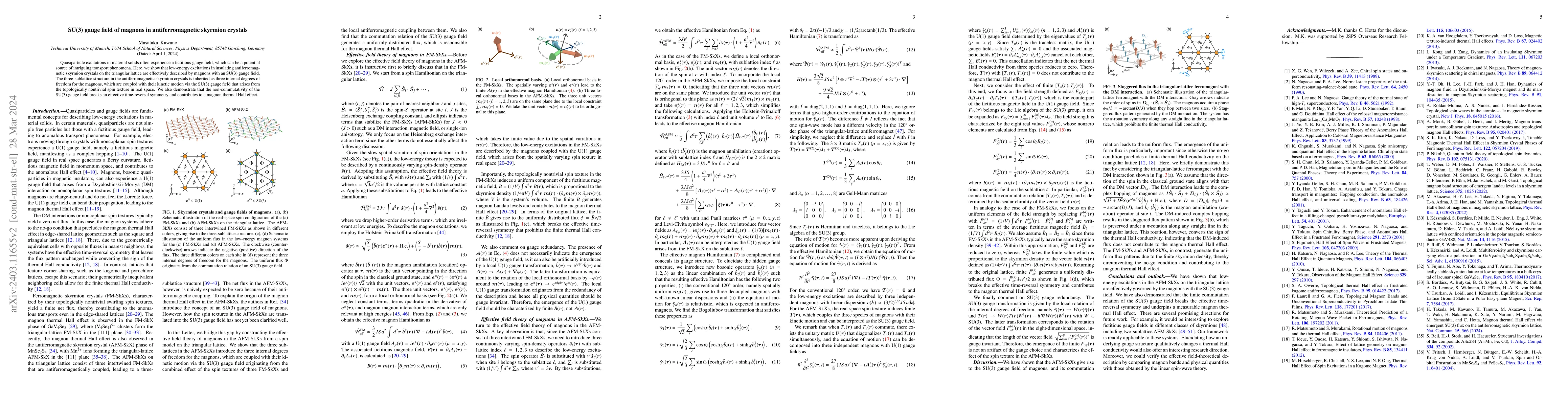 Thumbnail for SU(3) gauge field of magnons in antiferromagnetic skyrmion crystals