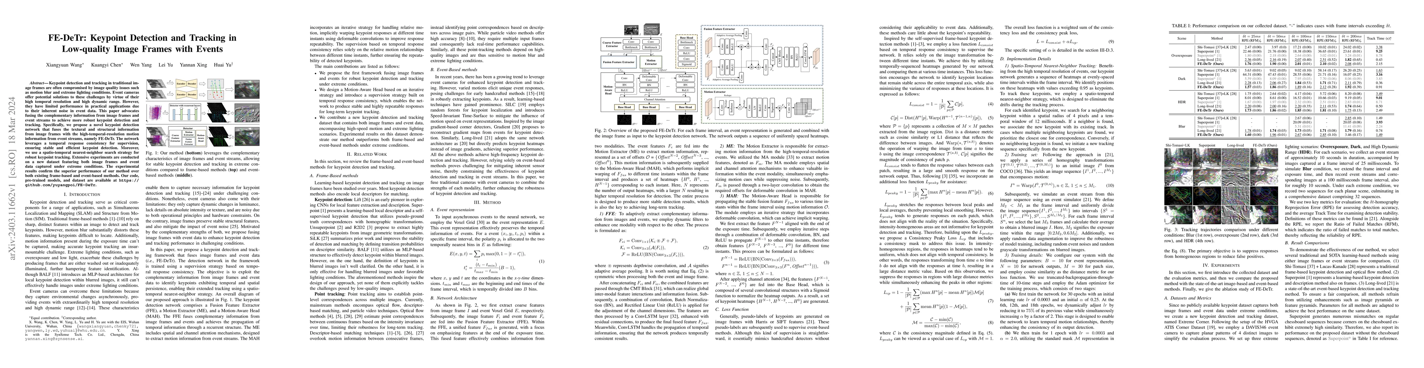 Thumbnail for FE-DeTr: Keypoint Detection and Tracking in Low-quality Image Frames
  with Events