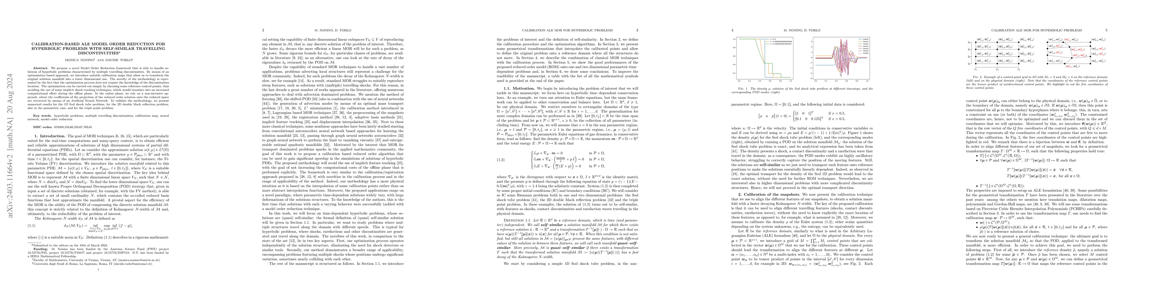 Thumbnail for Calibration-Based ALE Model Order Reduction for Hyperbolic Problems with
  Self-Similar Travelling Discontinuities