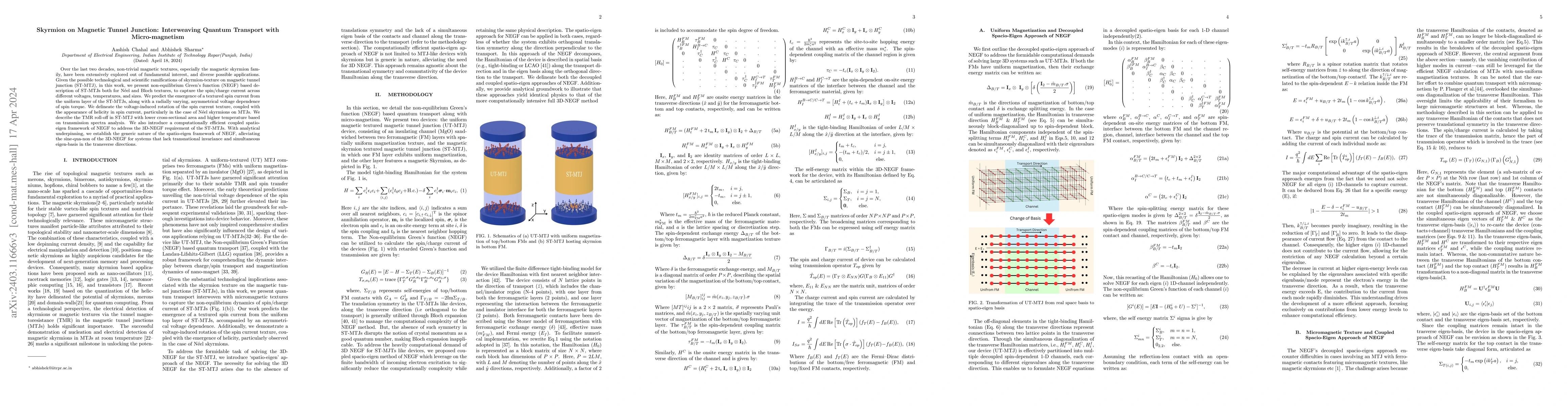 Thumbnail for Skyrmion on Magnetic Tunnel Junction: Interweaving Quantum Transport
  with Micro-magnetism